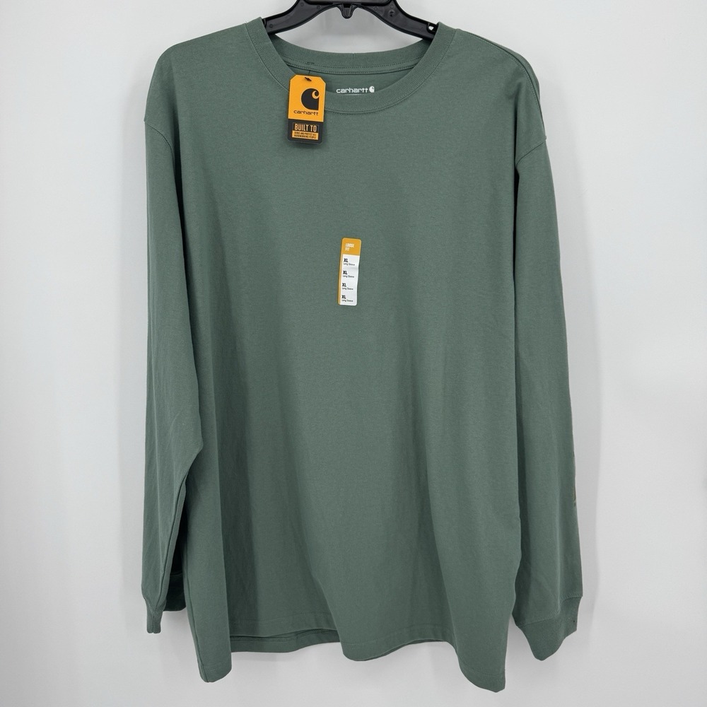 Carhartt Men Dearborn Loose Fit Long Sleeve T-Shirt Green XL TK0231-M